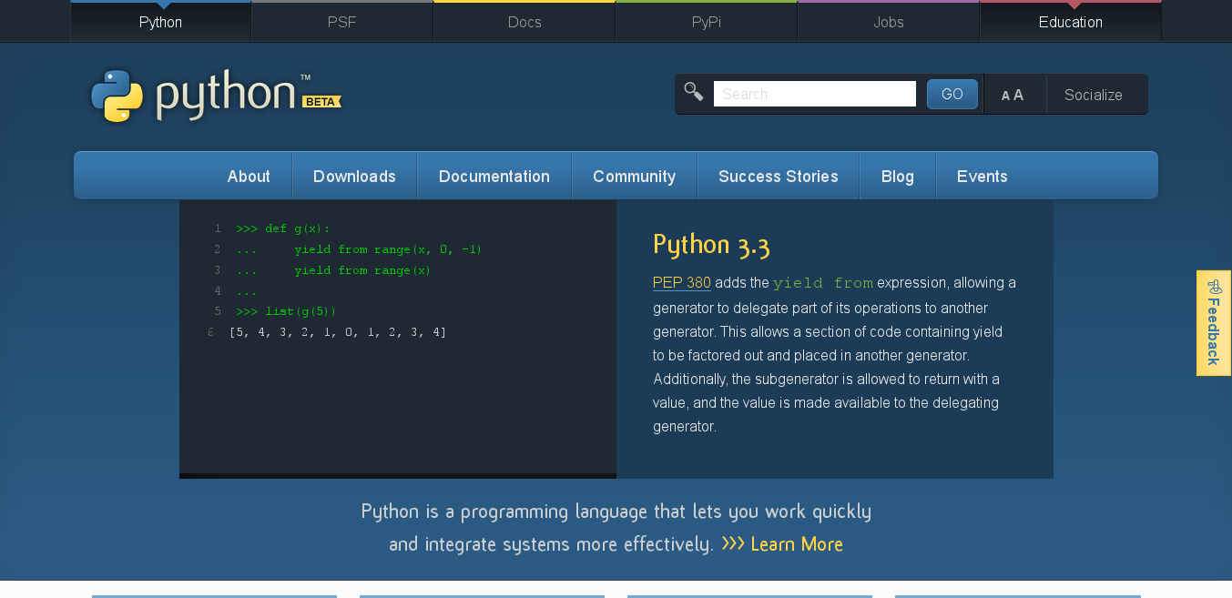 A preview of Python’s website redesign